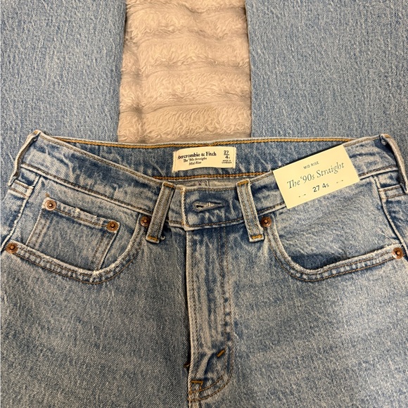 Abercrombie Midrise 90’s Straight Women's Light Blue Ankle Jeans 27 Short 4 - Picture 3 of 6